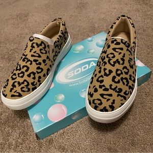Leopard Soda platform slip ons